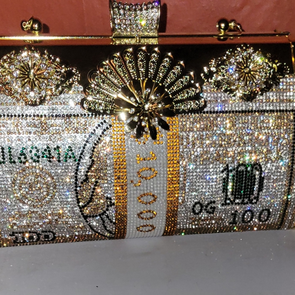 Sparkling Rhinestone Money Evening Clutch